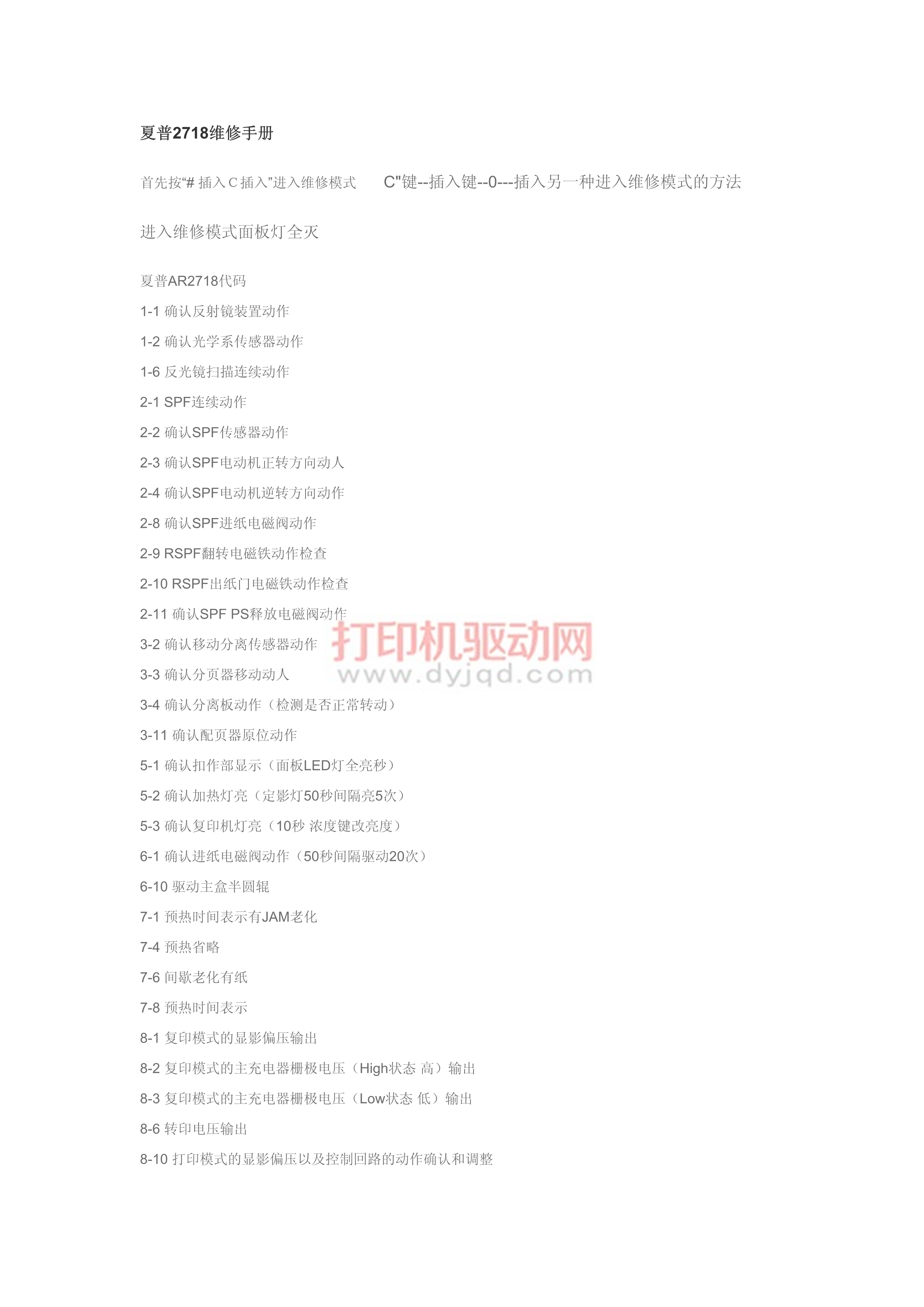 1490夏普 2718维修手册